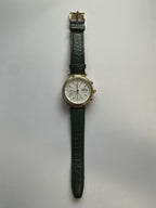 Erbe Automatic Herrenuhr, Armbanduhr, Lederarmband gold, schwarz