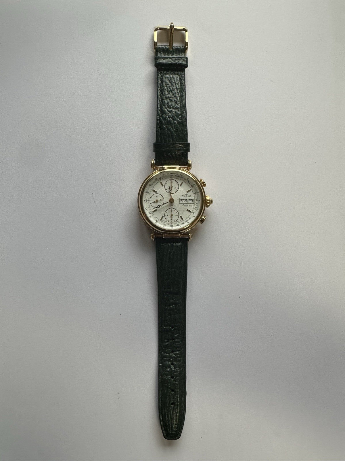 Erbe Automatic Herrenuhr, Armbanduhr, Lederarmband gold, schwarz