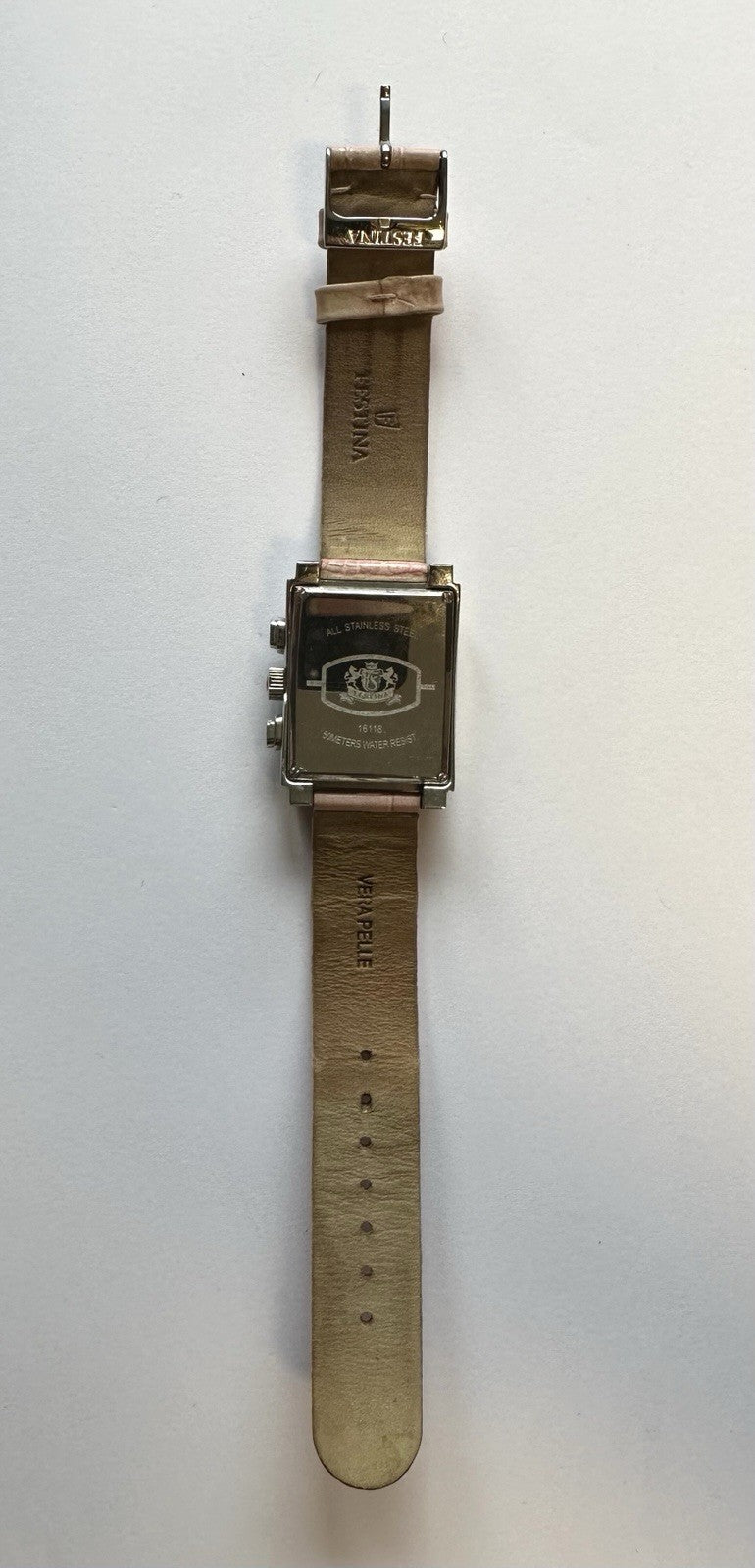 Festina Chrono Damen Uhr, Armbanduhr, Lederarmband, Edelstahl, rosa  X