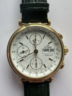 Erbe Automatic Herrenuhr, Armbanduhr, Lederarmband gold, schwarz