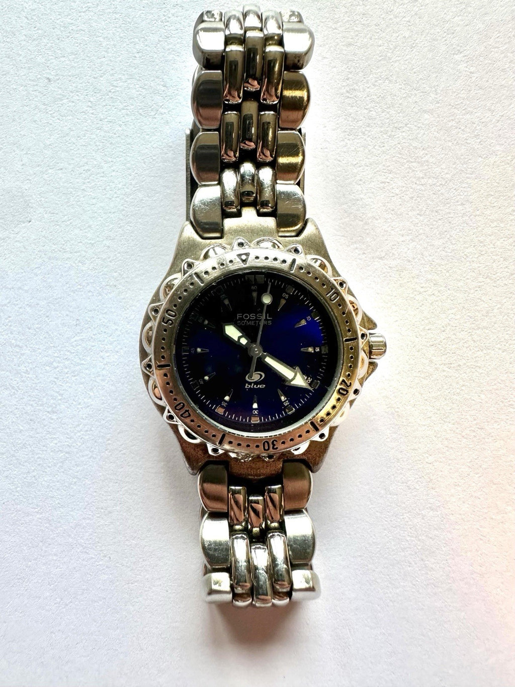 Fossil Blue Damen Uhr, Armbanduhr, Edelstahl, Leuchtzeiger
