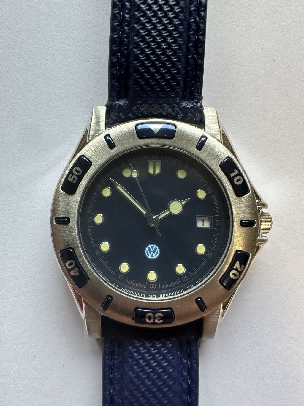 VW, Volkswagen, Herren Uhr, Armbanduhr, Blau, Edelstahl