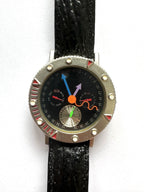 Alain Silberstein Hommage Uhr Herren Damen Bunte Zeiger Leder Armband