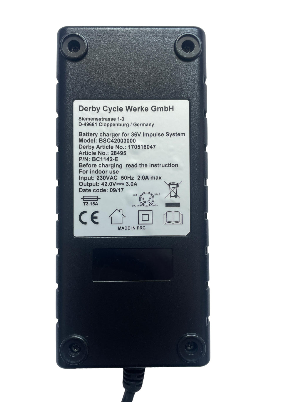 Derby Cycle E-Bike Ladegerät BSC42003000 - silberner Stecker/4 Pins