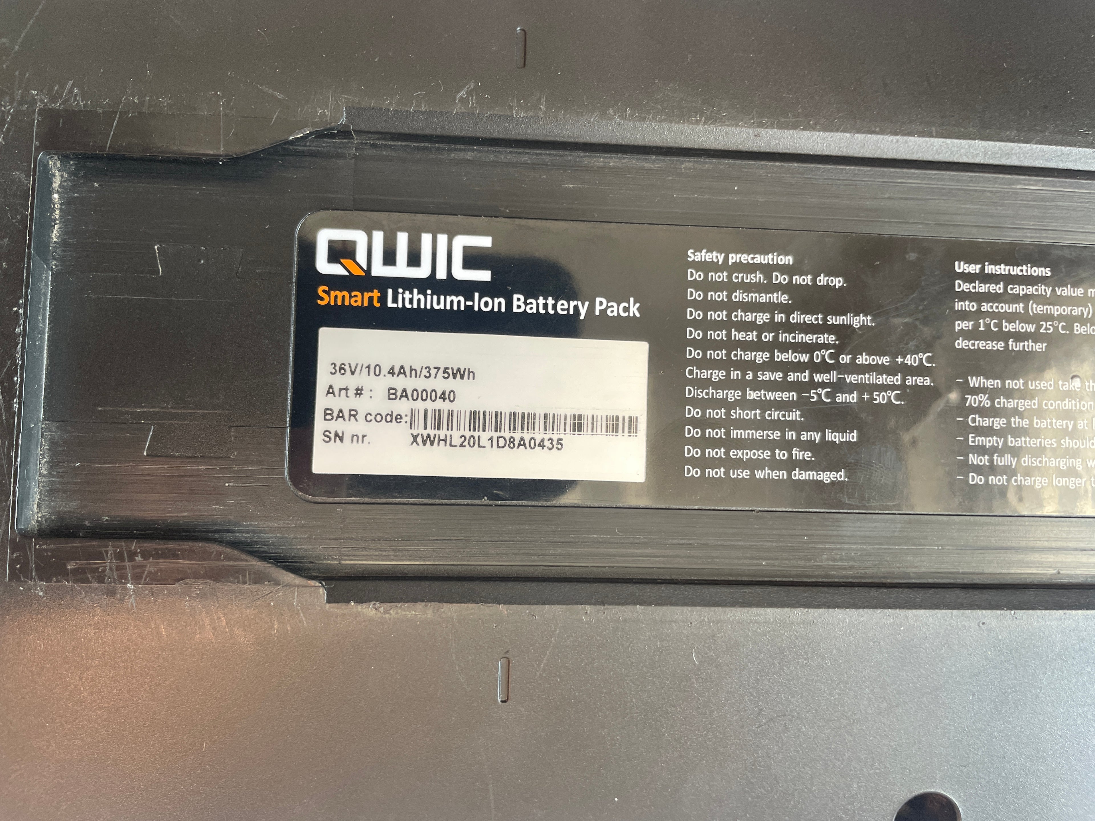 Akku QWIC E-Bike 36v für Trend / Compact Series (ab 2015)