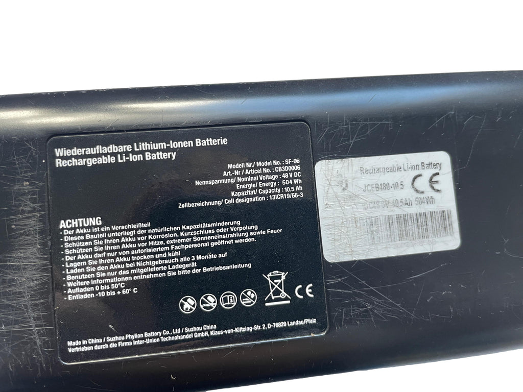 Akku Phylion SF-06 Joycube 48V JCEB48-10.5 für E-Bike Pedelec von Fischer u.v.m.- gebraucht
