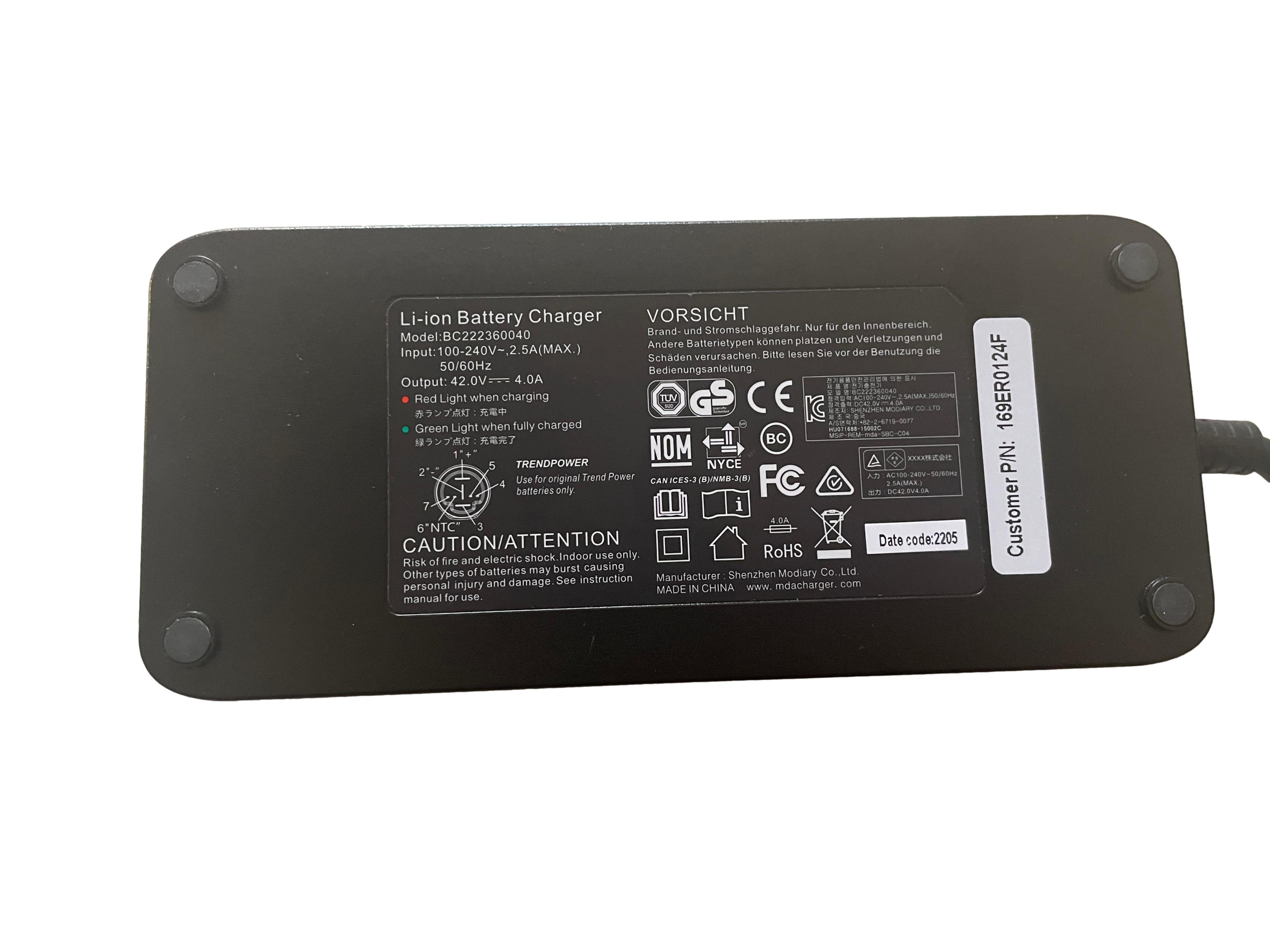 Li-ion Battery Charger BC222360040, für Husqvarna- und Raymon-E-Bikes u.v. a.