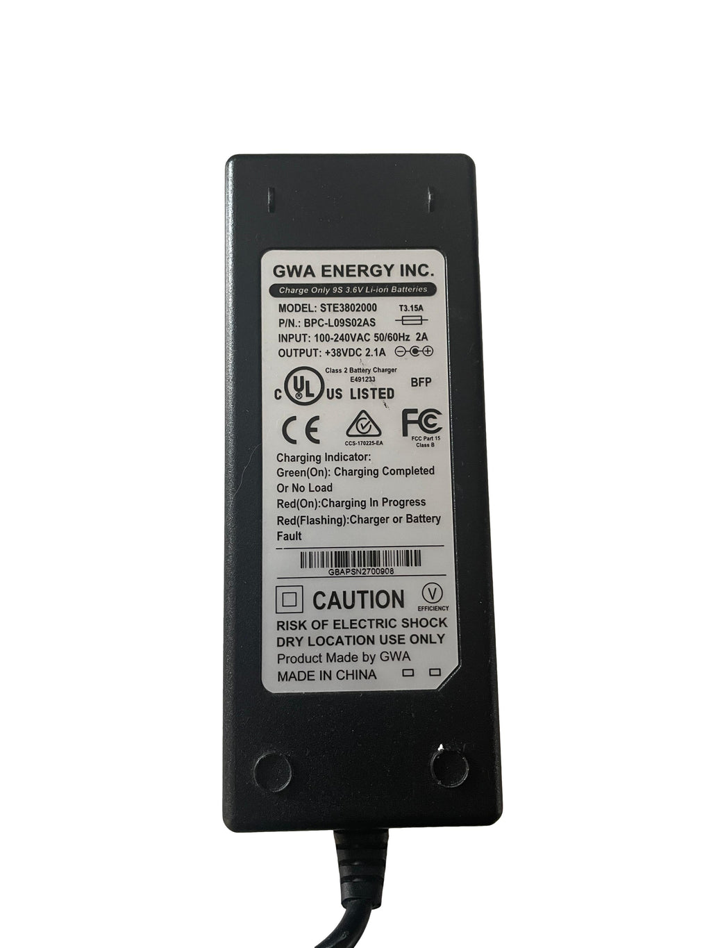GWA Akku Ladegerät R37/R45 38V + GWA COP 2 Adapter R37/R45