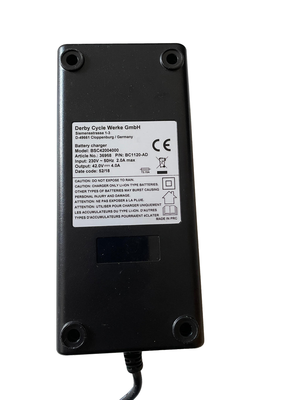 Derby Cycle E-Bike Ladegerät BSC42004000 - Stecker: Messerkontakt