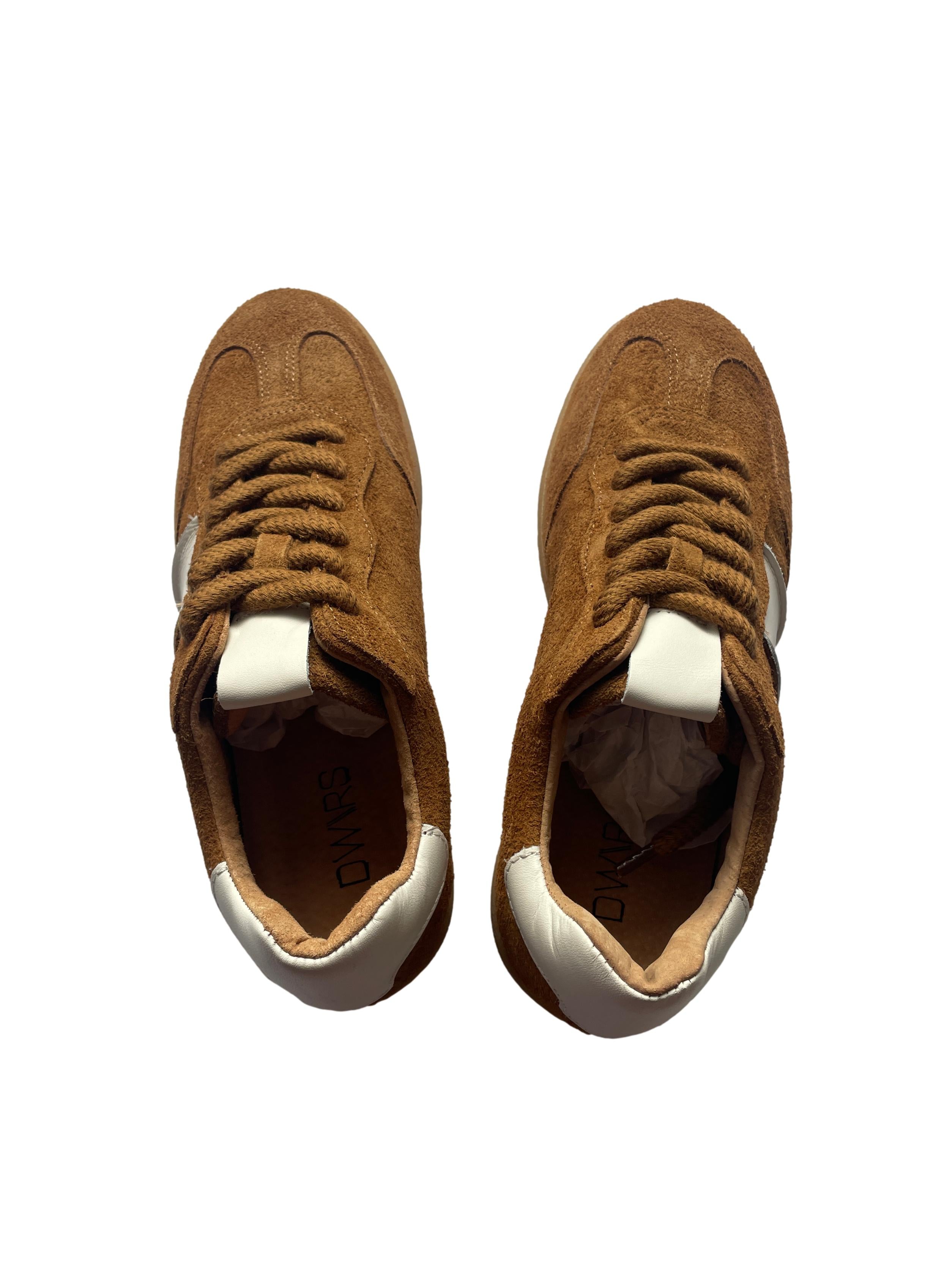 DWRS POONA Damen Sneaker Größe 39, Cognac / Off White - NEU