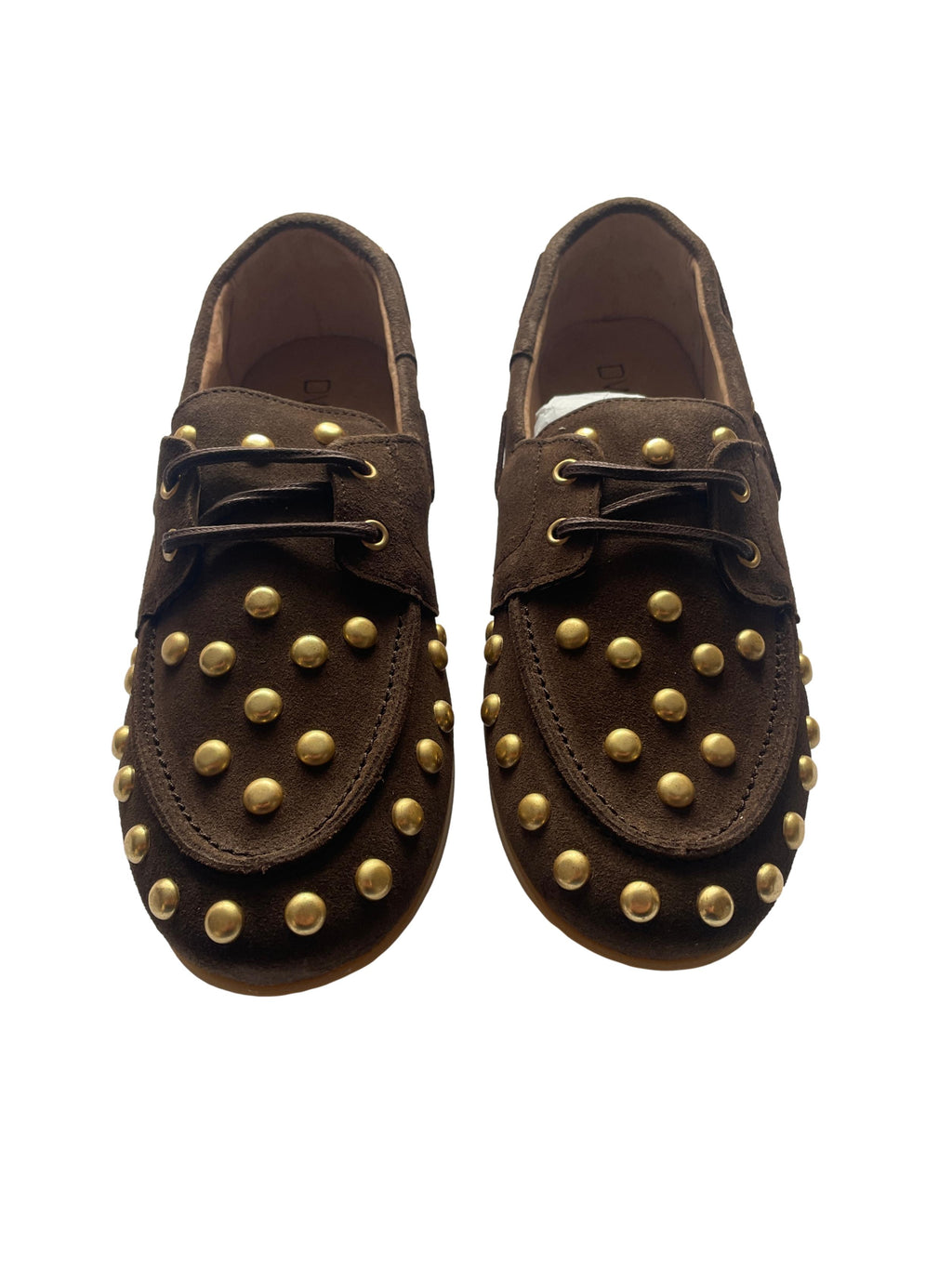 DWRS LATTY big studs Damen Sneaker Größe 39, Dark Brown mit Messing Nieten - NEU
