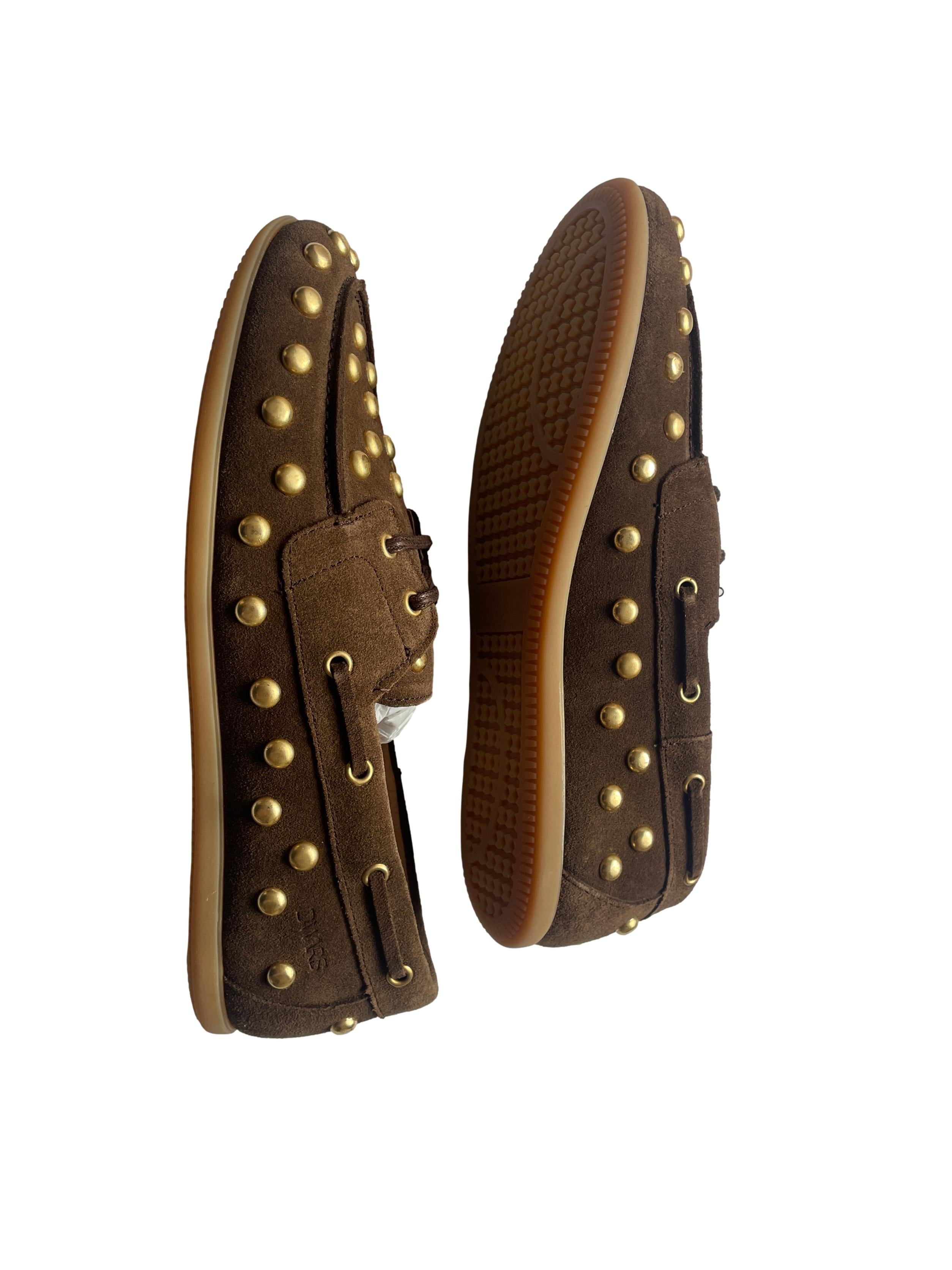 DWRS LATTY big studs Damen Sneaker Größe 39, Dark Brown mit Messing Nieten - NEU