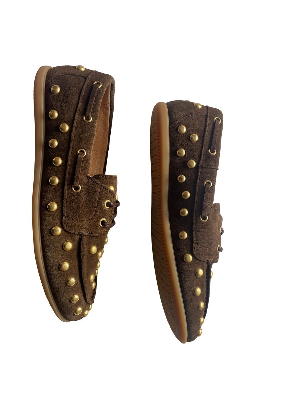 DWRS LATTY big studs Damen Sneaker Größe 39, Dark Brown mit Messing Nieten - NEU