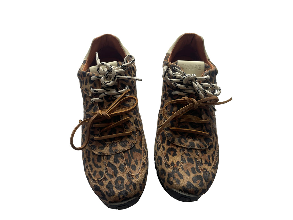 DWRS BAY Leopard Damen Sneaker Größe 40, Cognac / Off White - NEU