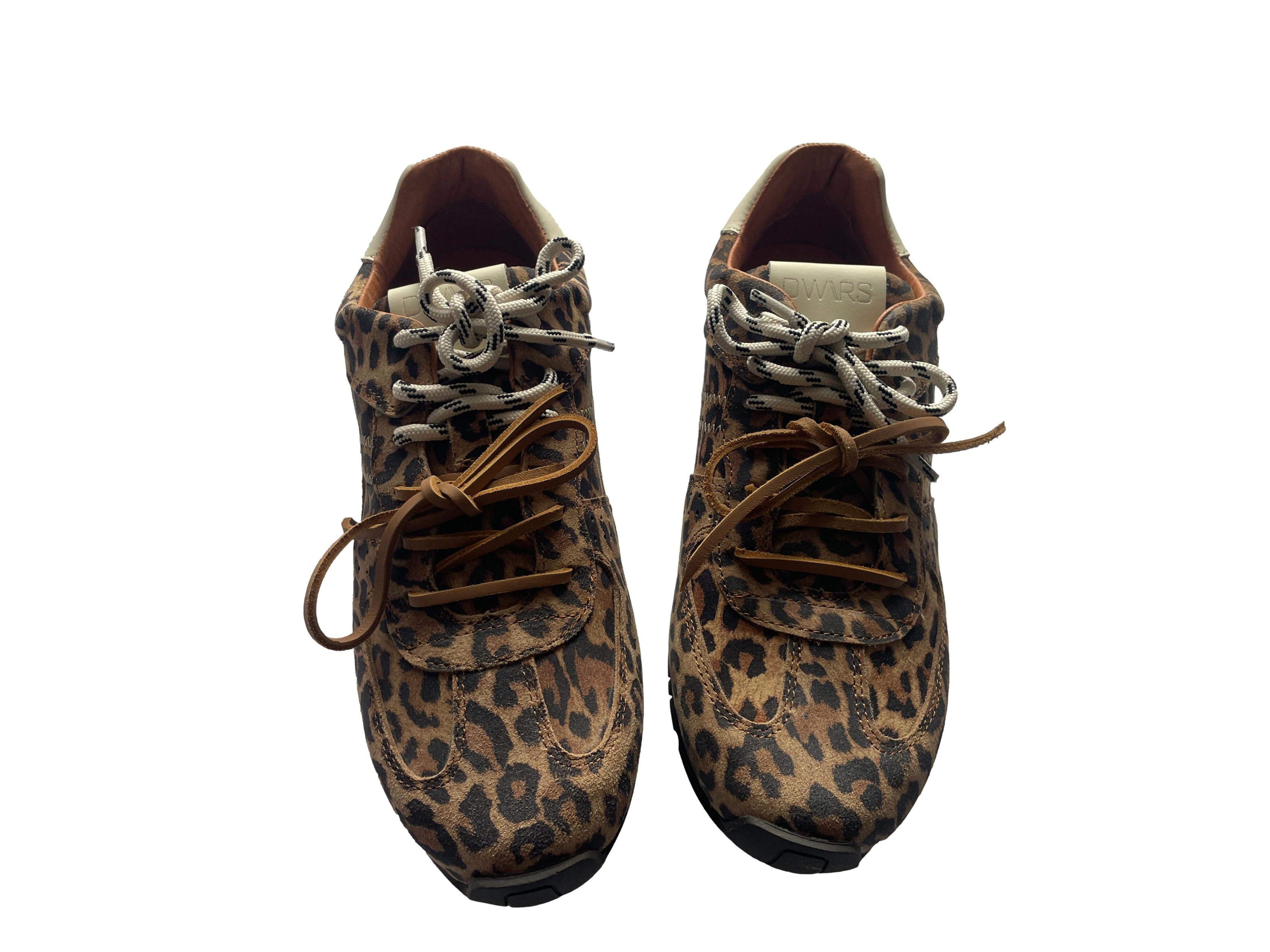 DWRS BAY Leopard Damen Sneaker Größe 40, Cognac / Off White - NEU