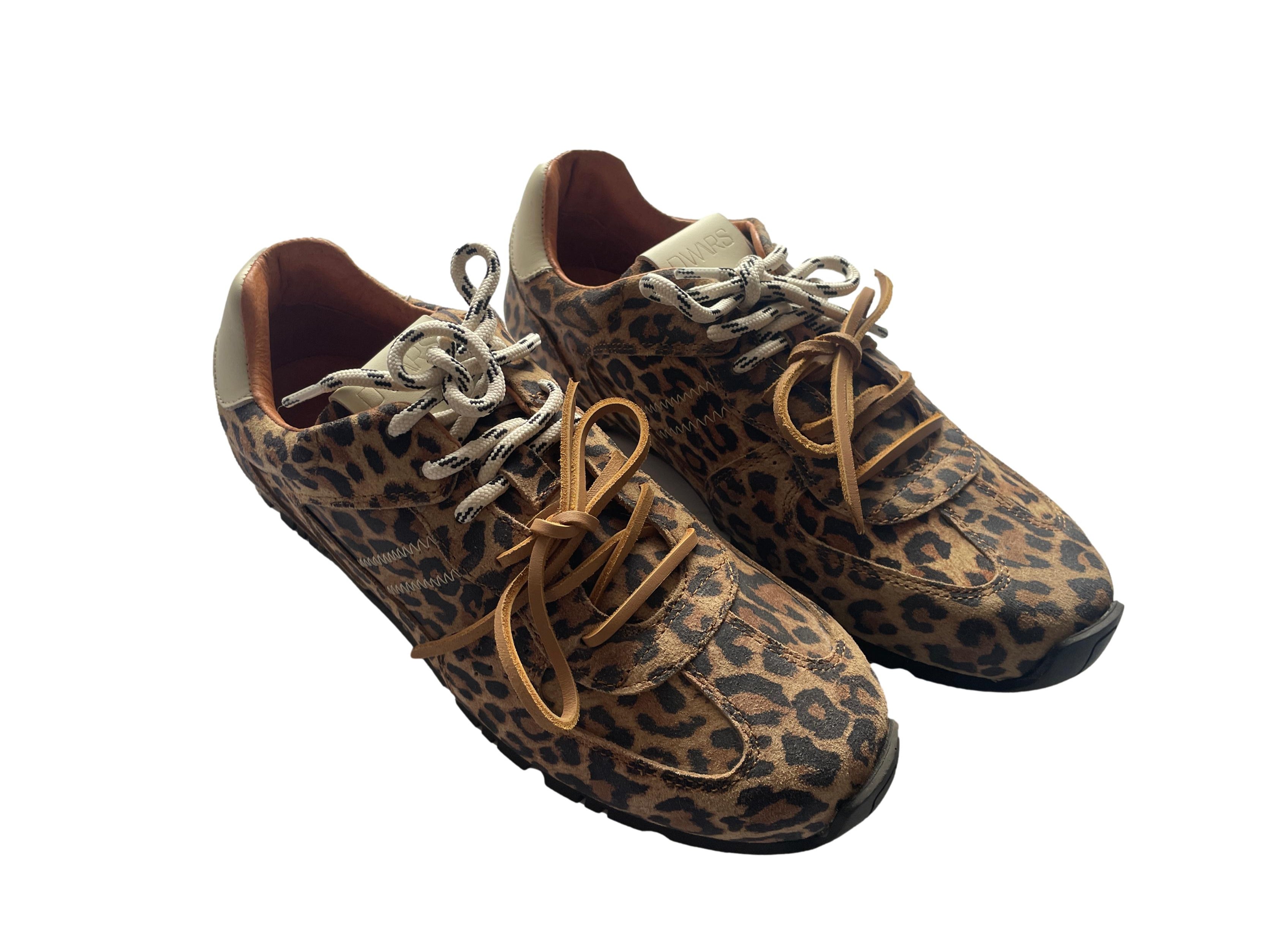 DWRS BAY Leopard Damen Sneaker Größe 40, Cognac / Off White - NEU