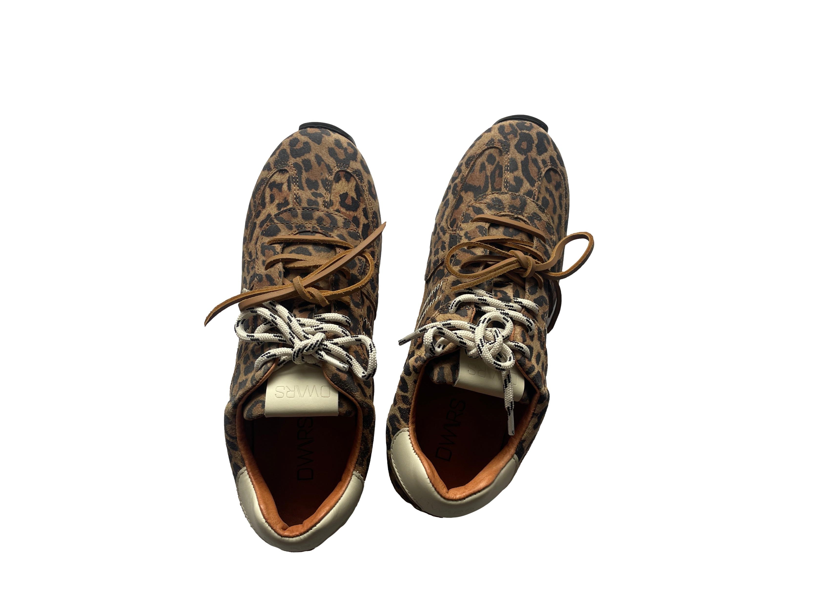 DWRS BAY Leopard Damen Sneaker Größe 40, Cognac / Off White - NEU
