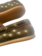 DWRS LATTY big studs Damen Mokkasins Größe 39 / 40, Dark Brown mit Messing Nieten - NEU