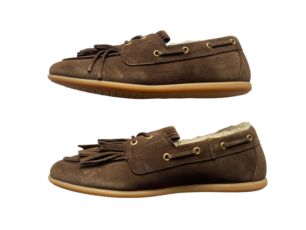 DWRS LATTY fringes teddy Damen Mokkasins Größe 39 / 40, Dark Brown - NEU