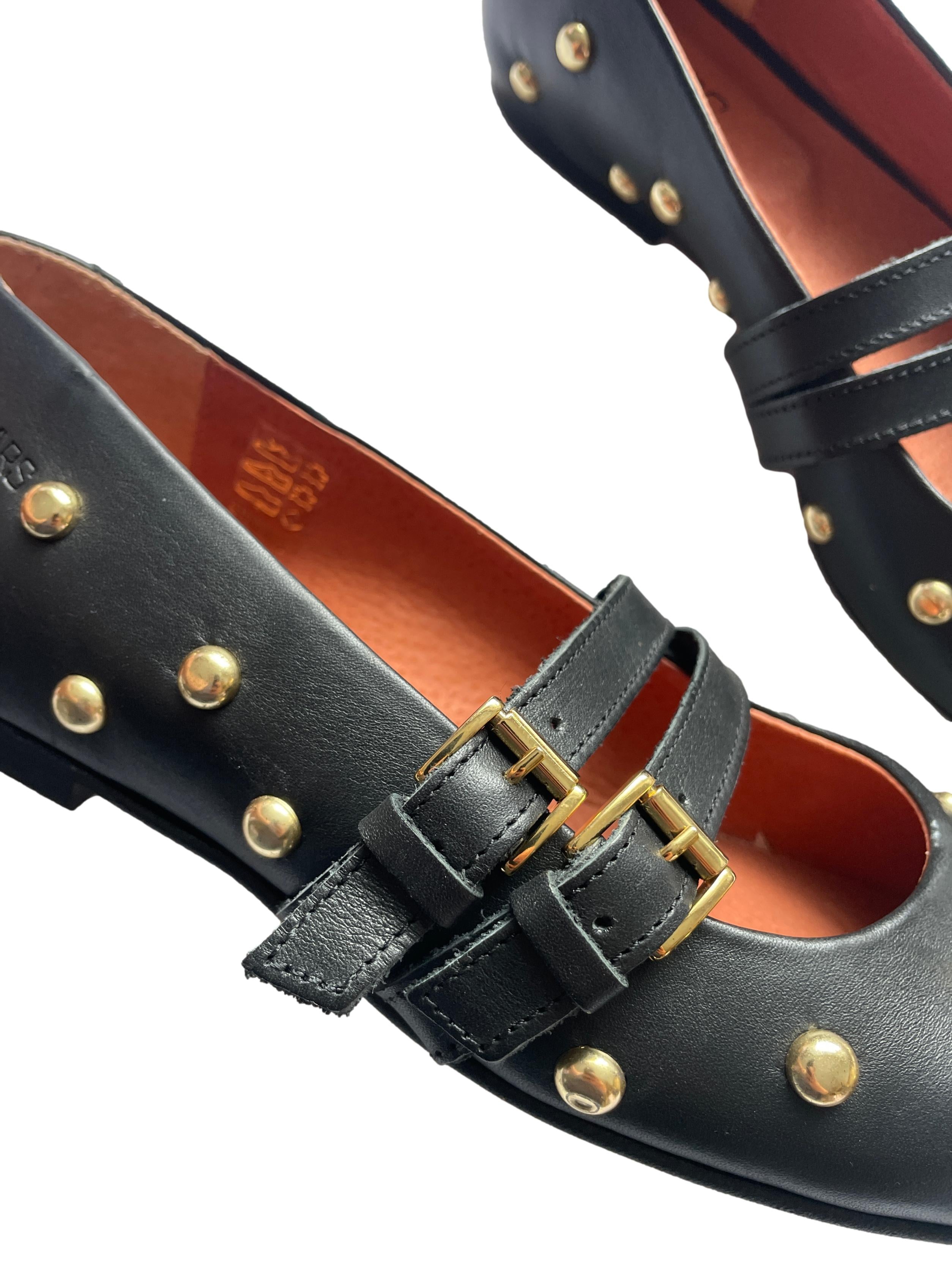 DWRS Valetta Studs Damen Schuhe Größe 39 / 40, schwarz - NEU