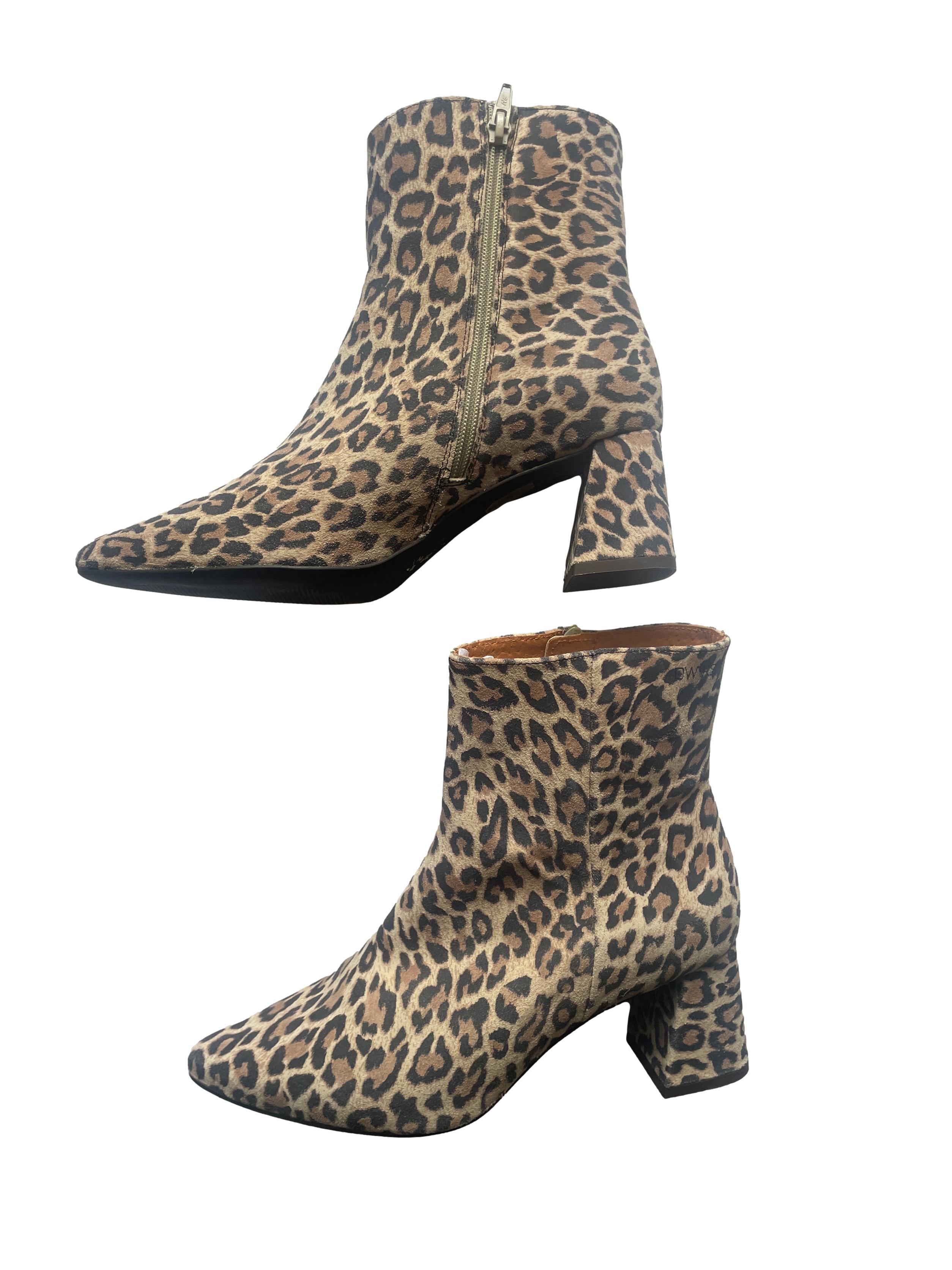 DWRS LUGANO Leopard - Stiefeletten Damen Größe 39 / 40, Cognac  - NEU