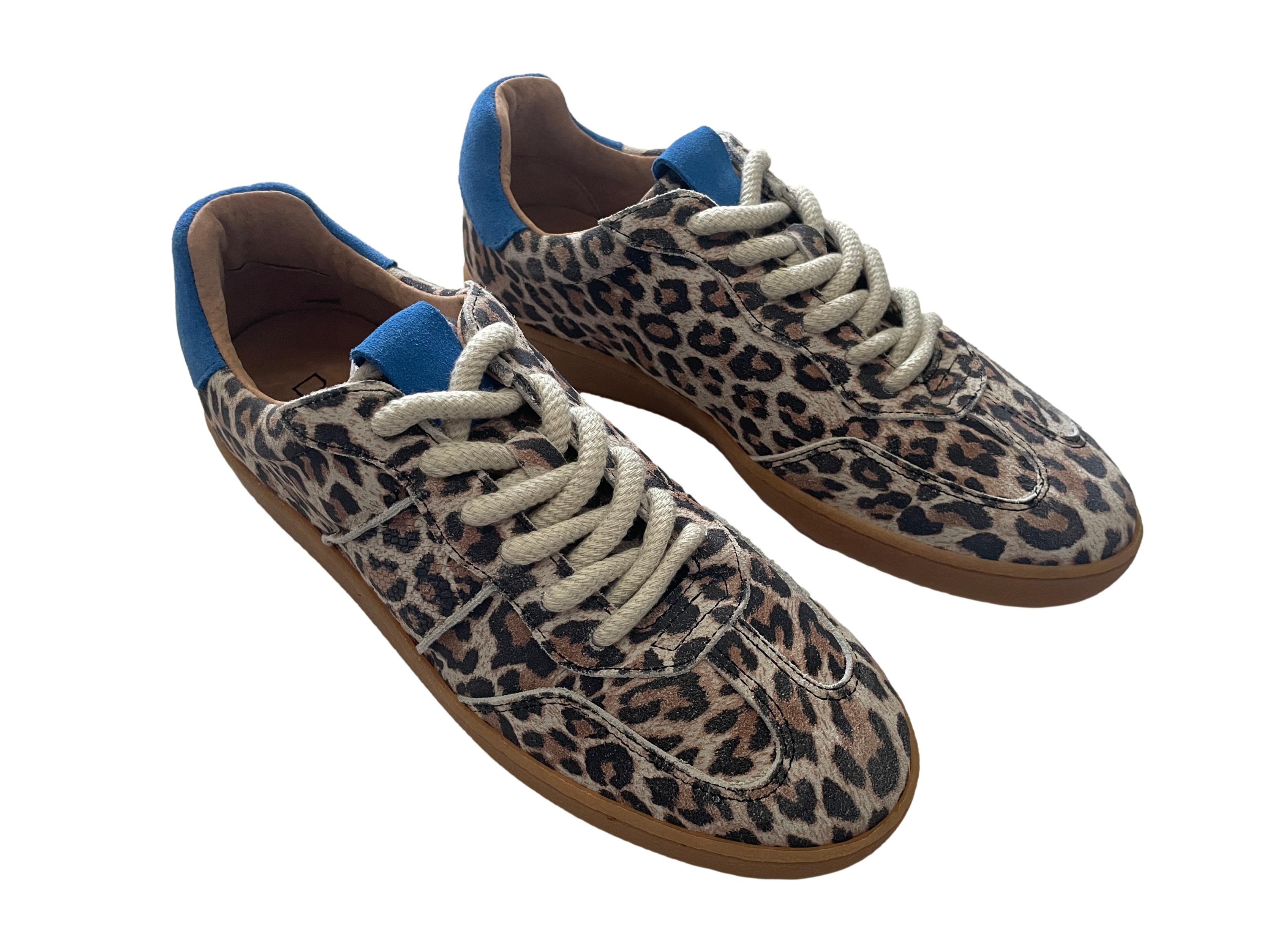 DWRS POONA Leopard Damen Schuhe Größe 39, Sand/Kobalt - NEU