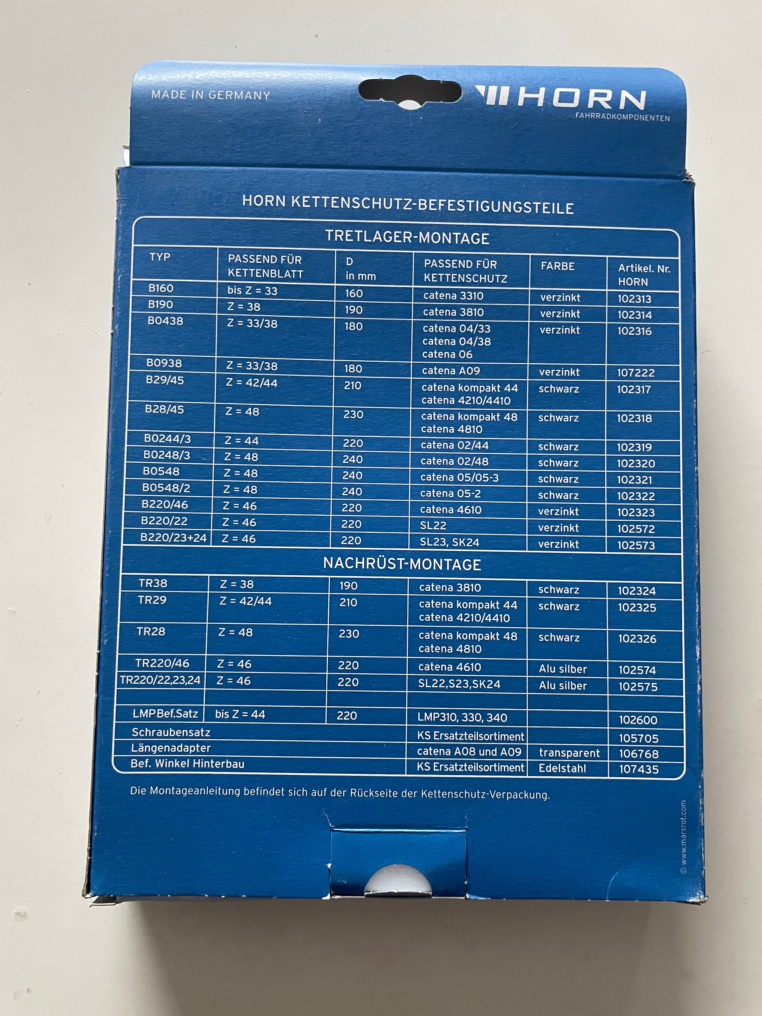 HORN Kettenschutz Brille B29 / 45 Kompatibilität: 42 / 44 - NEU